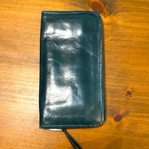 Forest green zip around hobo wallet